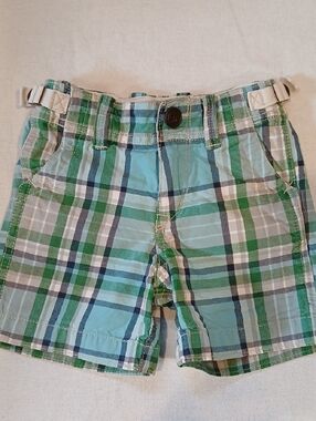 GAP Adjustable Plaid Cotton Shorts - Green & Blue